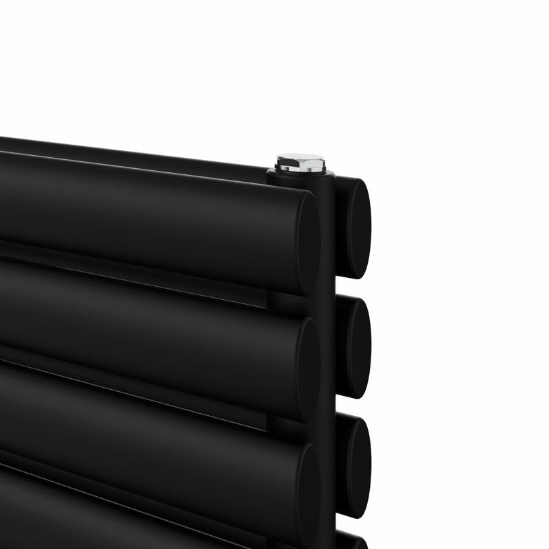 Brunella Oval Panel Radiators, Black, 59cm H x 160cm W x 7.8cm D