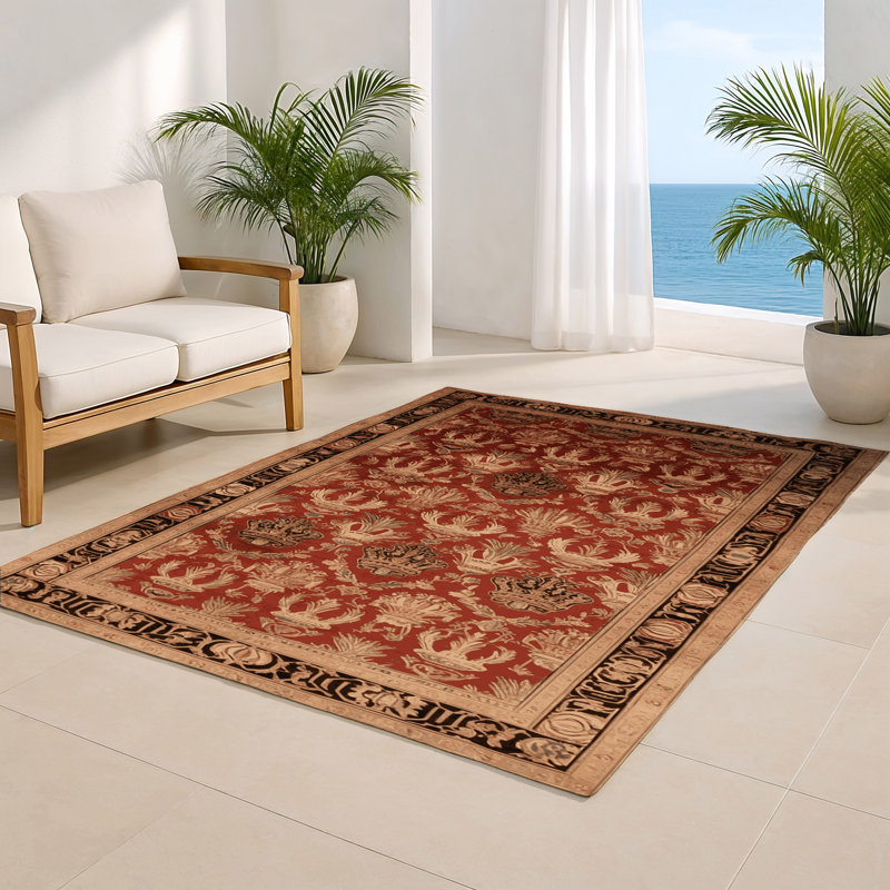 French Brown Indoor and Outdoor Area Rug, Rectangle 8' x 10'