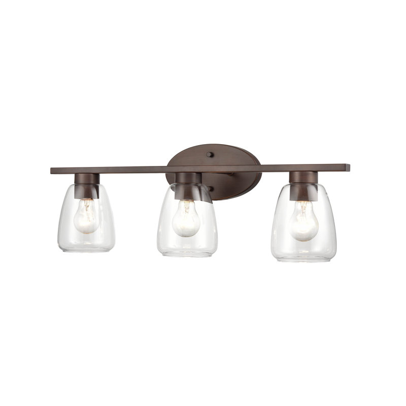 Éclairage pour salle de bain à 3 lumières en nickel satiné à intensité variable Kovary, Bronze huilé