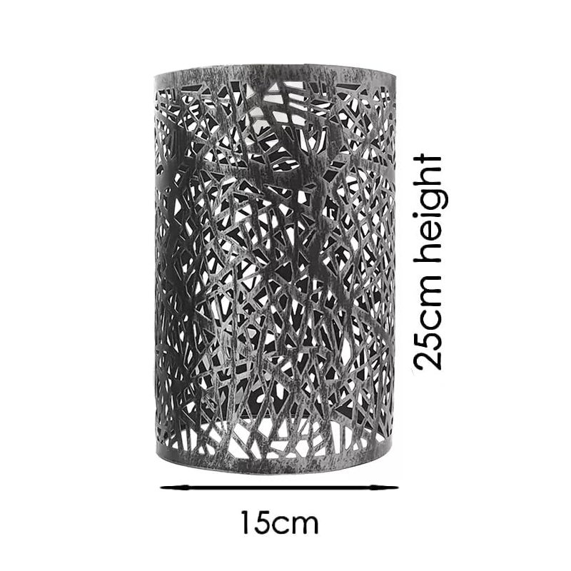 25cm H Metal Drum Lamp Shade ( Screw On ), Brushed Silver