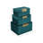 Statement Decorative Storage Boxes with Hinged Lid - Set of 3 Jewelry Organizer or Memory Box for Shelf, Entryway, or Vanity - Decorative Box with Gold Accent Handle - 5", Blue
