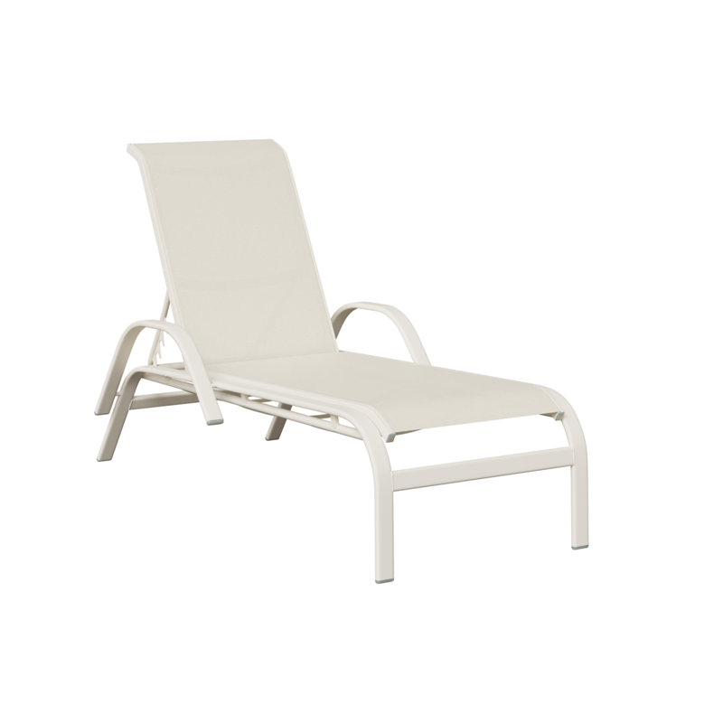 Chaise longue en aluminium blanc mat avec tissu Sling de Berlin Gardens Murphy, Blanc, Blanc mat