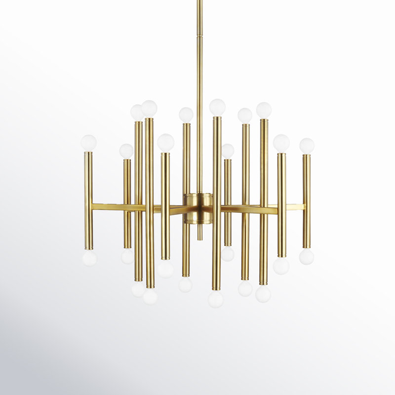 Beckham 24 - Light Chandelier, 30.25" H x 23" W x 23" D, Burnished Brass