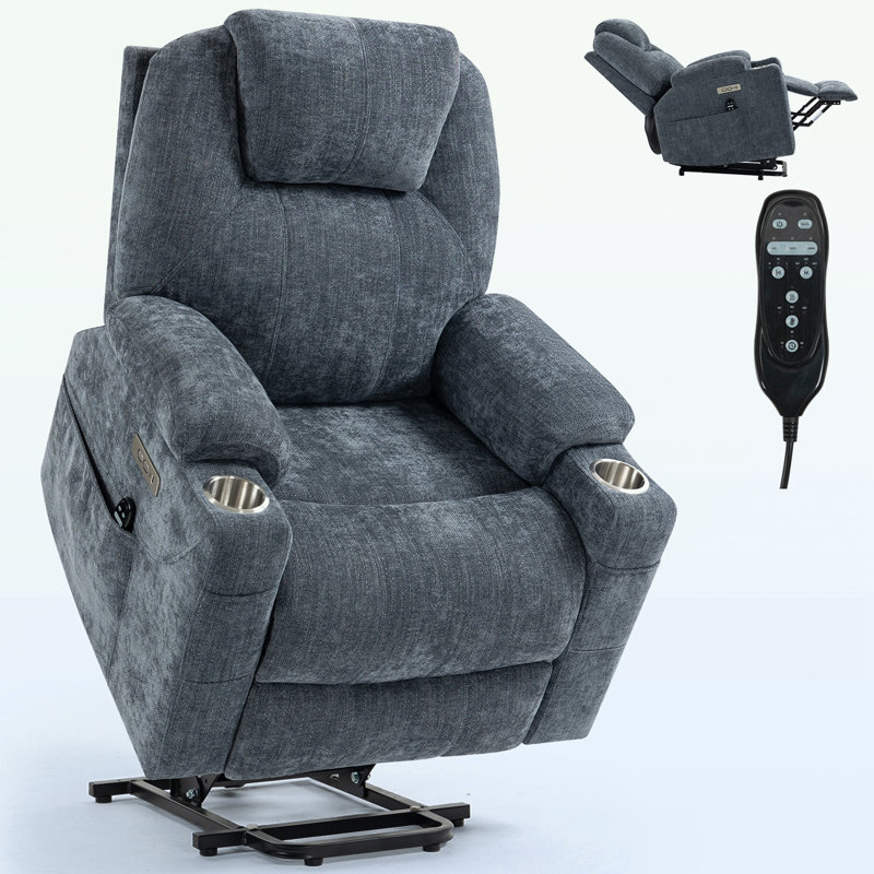 Fauteuil inclinable électrique Chenille, Chenille bleu / gris