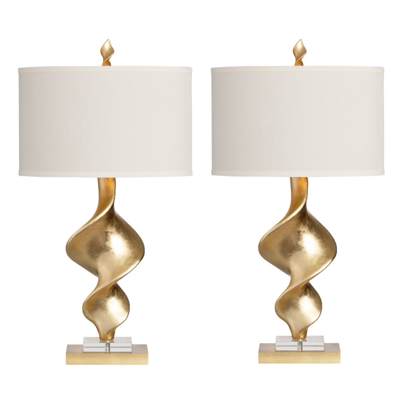 34" Resin Table Lamp With White Shade
