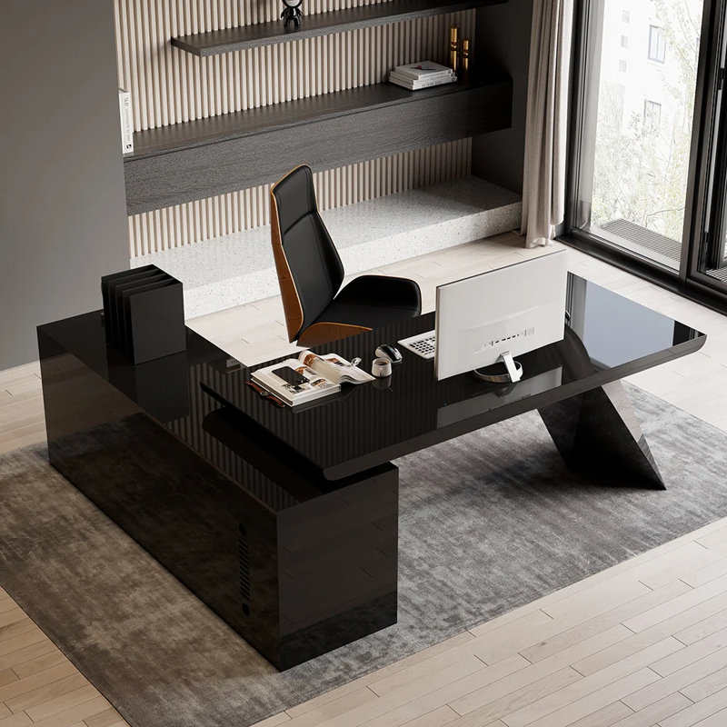 Bureau d'angle avec tiroir en L 70,9 po Sherria, Noir, Droite