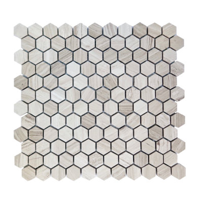 White Oak Marble 1" Hexagon Mosaic