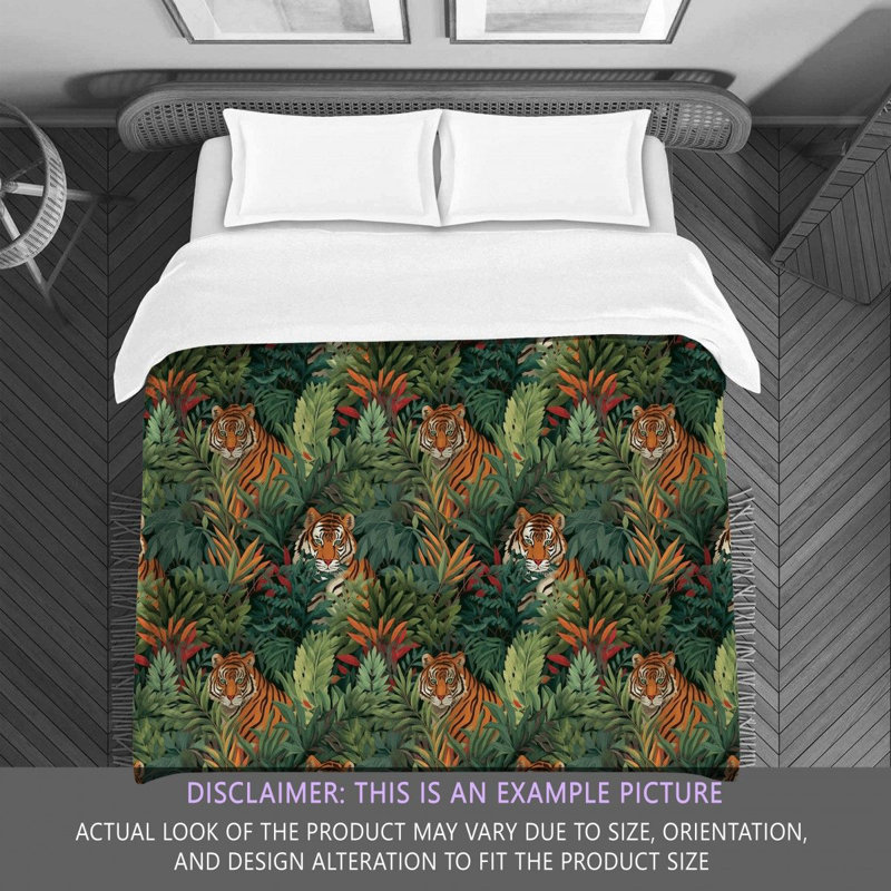 Tiger Animal Green Bedding, Queen Comforter