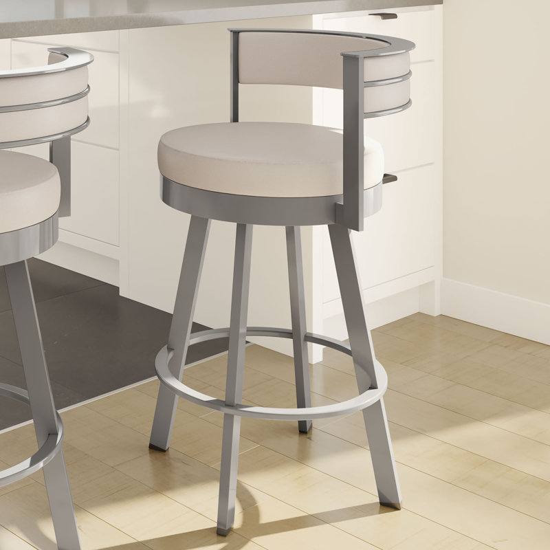 Tabouret de bar et de comptoir pivotant Matthews, Gris, Beige, Tabouret de bar (siège d'une hauteur de 30 po)