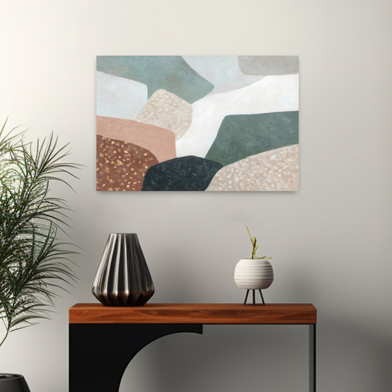 Abstrait, désert, roches, abstrait, paysage géométrique contemporain, art mural, 16" H x 24" W