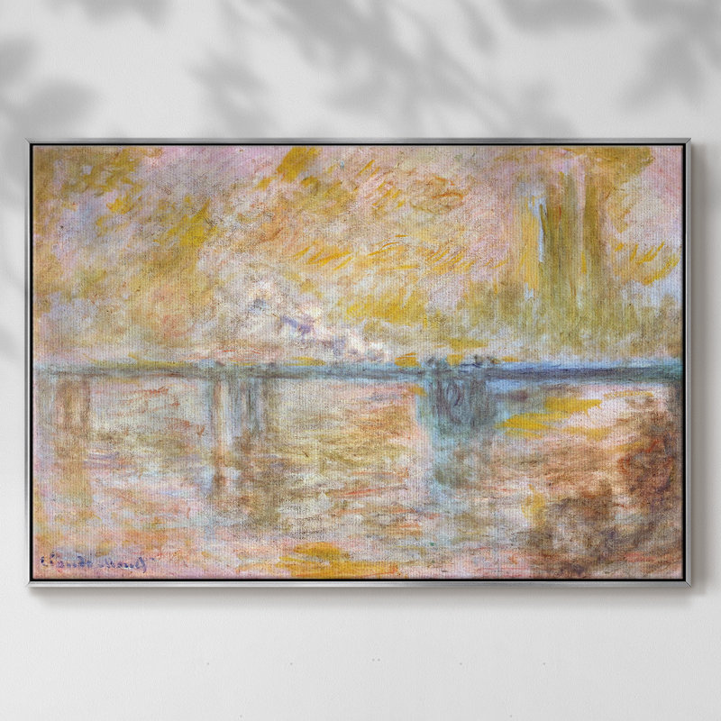 Charing Cross Bridge, 1899, reproduction d'art sur toile, H 25 po x l 37 po x P 2 po, Argent