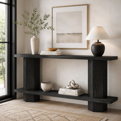 71" Console Table, 2-Tier Hallway Table Sofa Table Behind Couch