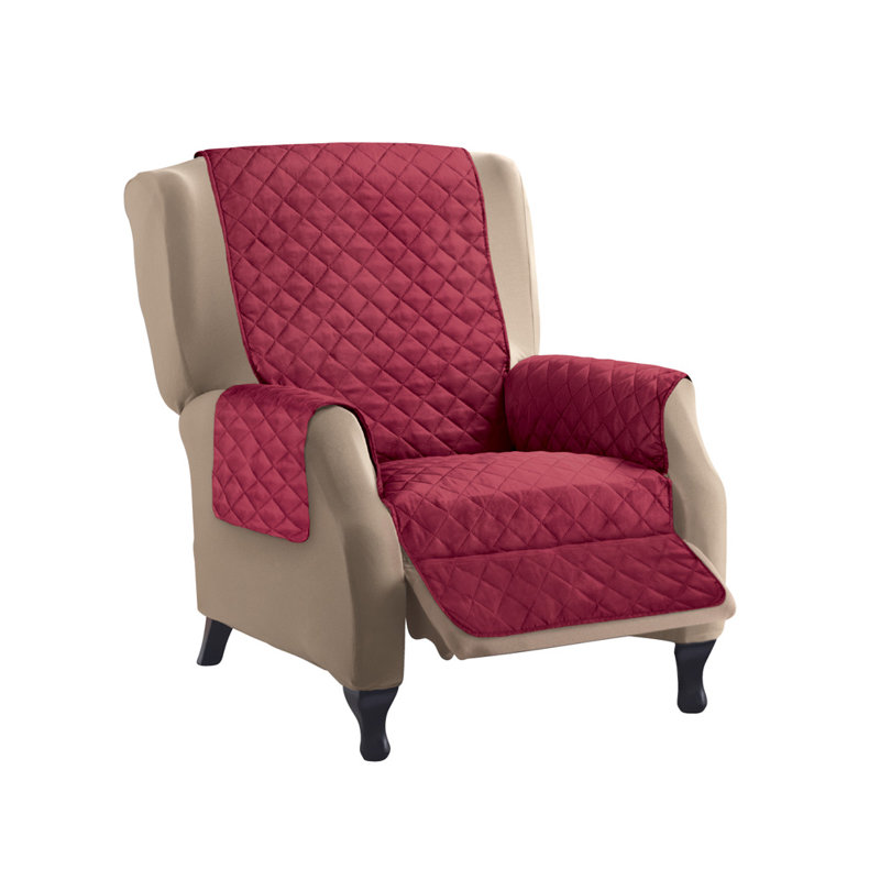 Reversible Quilted Red and Cream Polyester Recliner Cover