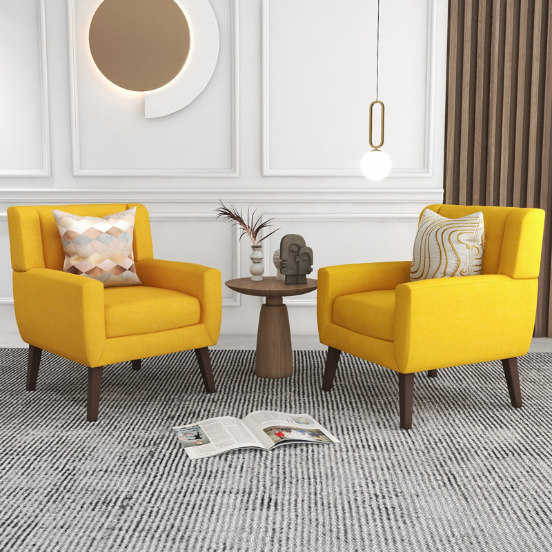 Jaqueze 73.4 Cm Wide Cotton Armchair, Yellow Linen Blend