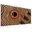 Ensemble de 3 toiles murales noires et orange avec planètes sur rayures ondulées-2135963057