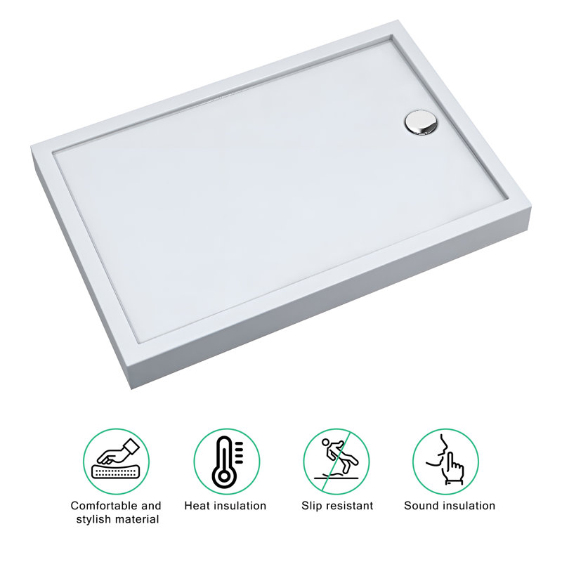 Jamaica 48" x 36" White Rectangular Shower Base