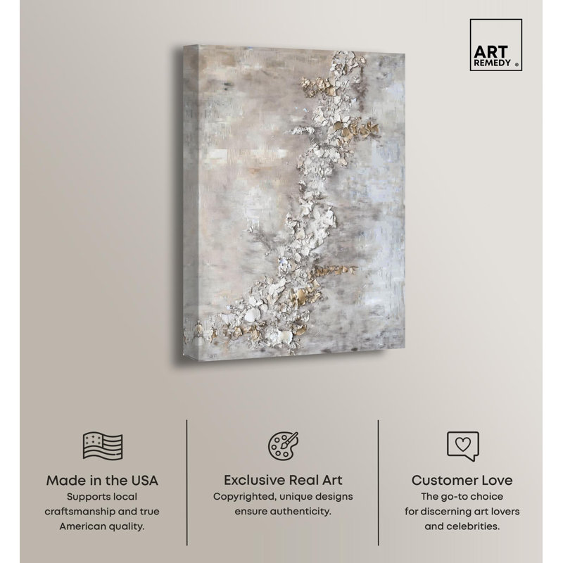 Elegant Gold and Rust Abstract Canvas Art, 30" x 20"