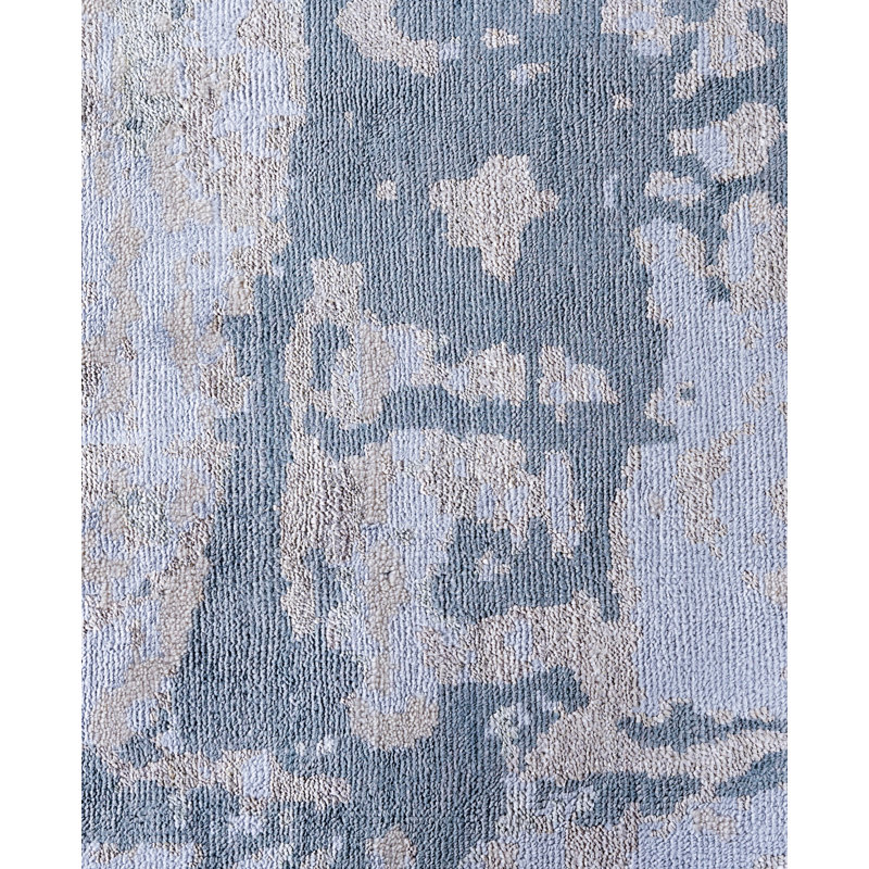 Tapis unique noué à la main gris de 8 pi 1 po x 10 pi 2 po Leonard