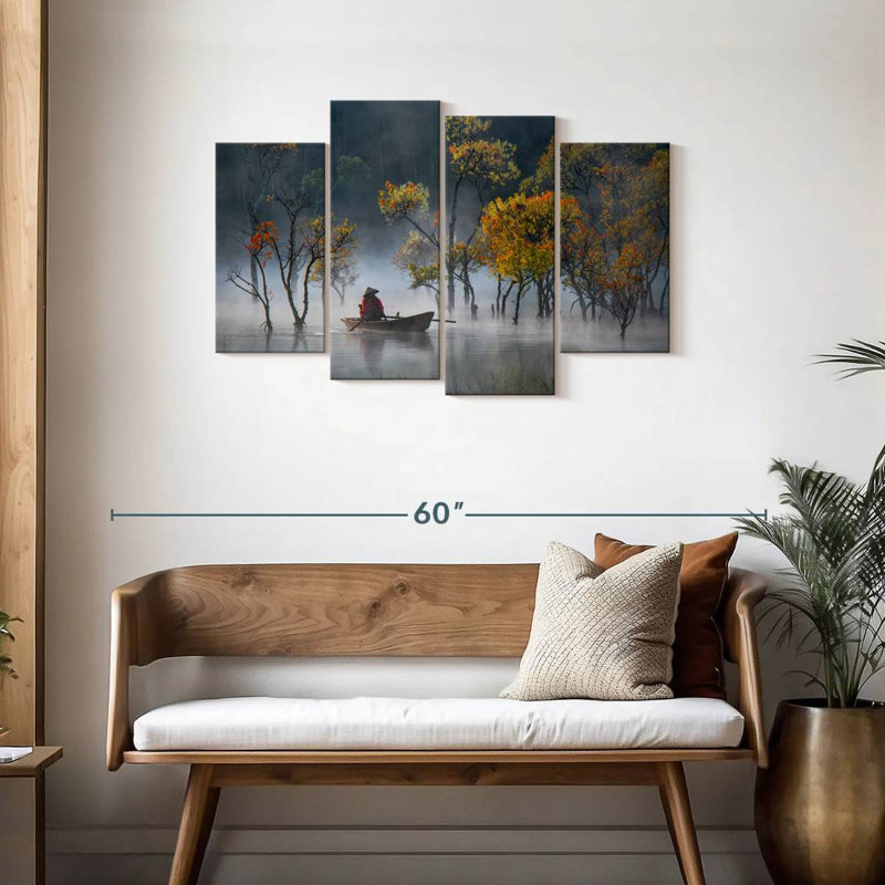 Senne Fishing In The Mist, 27" H x 43" W