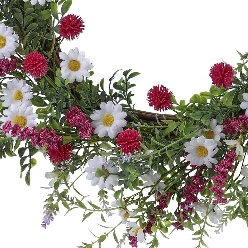 22" Polyester Daisy & Allium Wreath