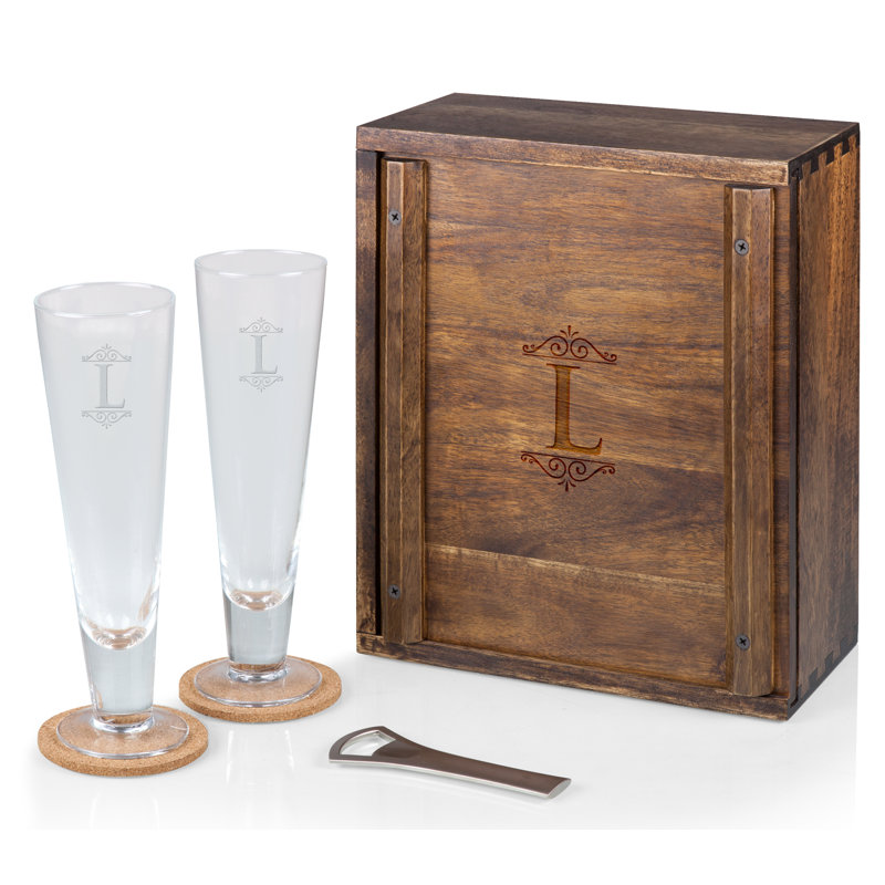 Ensemble de bière Monogram Pilsner Craft avec 2 verres à bière - Cadeau pour les amateurs de bière Dismuke, L