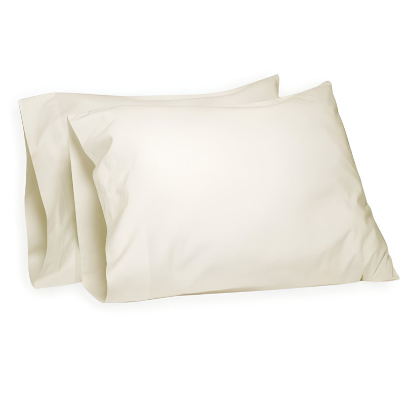 Ensemble de 2 taies d'oreiller en coton 300TC Percale, H 20 po x l 36 po, Uni ivoire