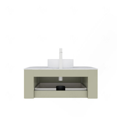 Meuble-lavabo rayé 36 po avec lavabo, lavabo à rayures 36 po avec lavabo, lavabo rond en céramique blanc sans robinet, vert clair pré-assemblé