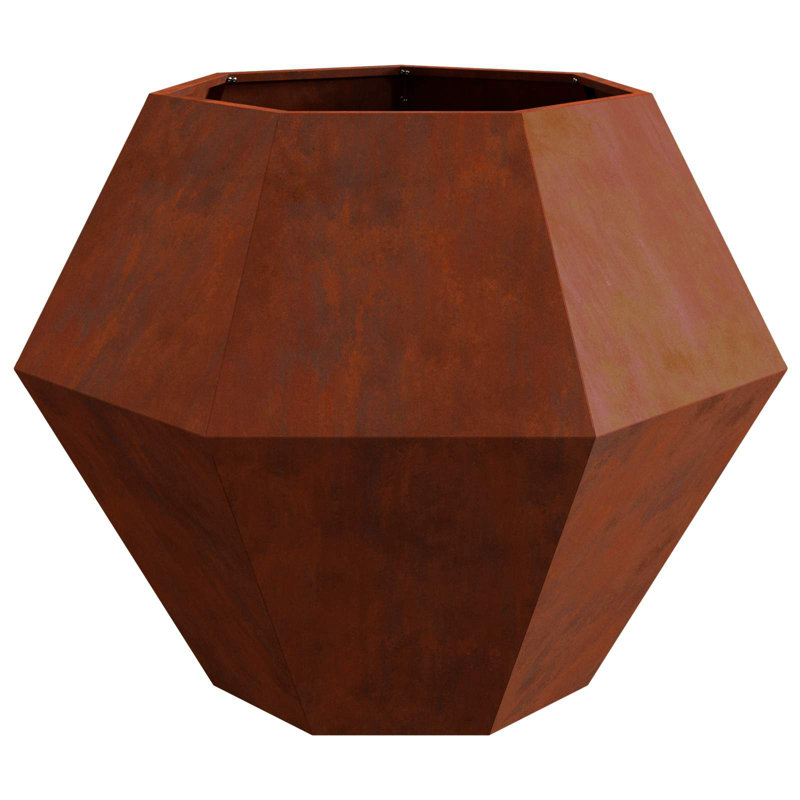  Planter Rusty Weathering Steel, 80cm H x 100cm W x 100cm D