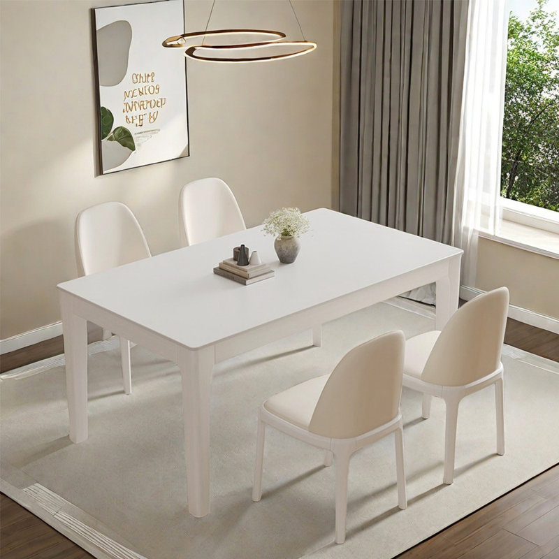 Simple modern rectangle dining table set, 29.5"H x 70.9"L x 35.4"W