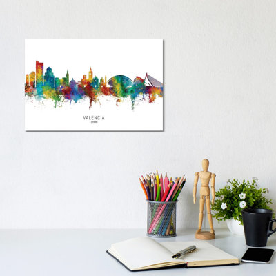 Valencia Spain Skyline by Michael Tompsett - Wrapped Canvas Print