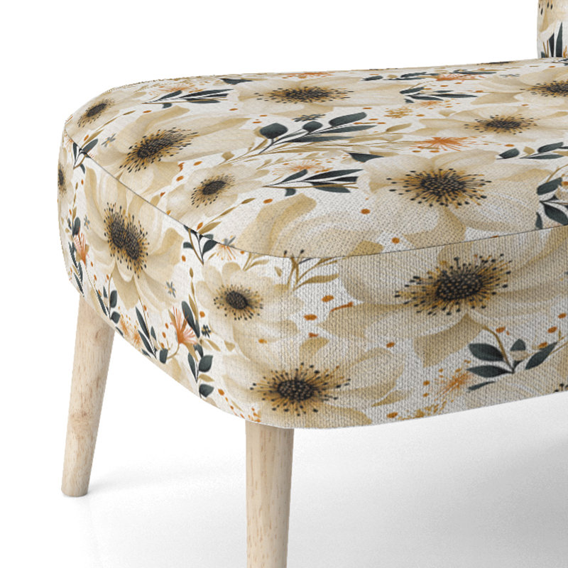 Motif floral aquarelle beige et noir - Chaise d'appoint rembourrée Cottage