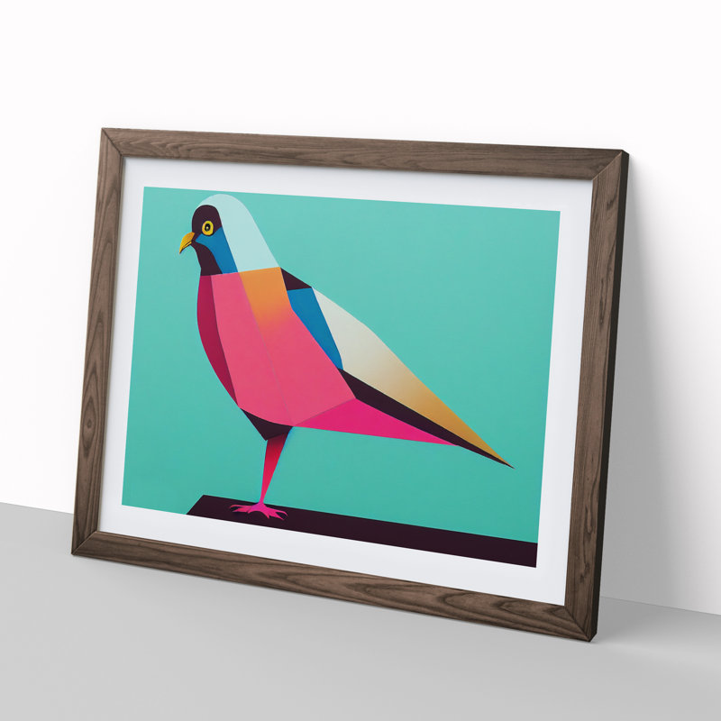Abstract Pigeon Bird Vol.2 - Framed Print, 34cm H x 46cm W x 2cm D, Walnut