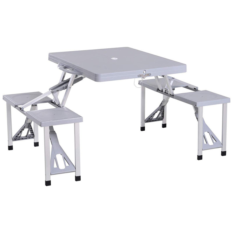 Samee Rectangular Folding Outdoor Camping Table With Umbrella Hole , 135cm W 84.5cm D