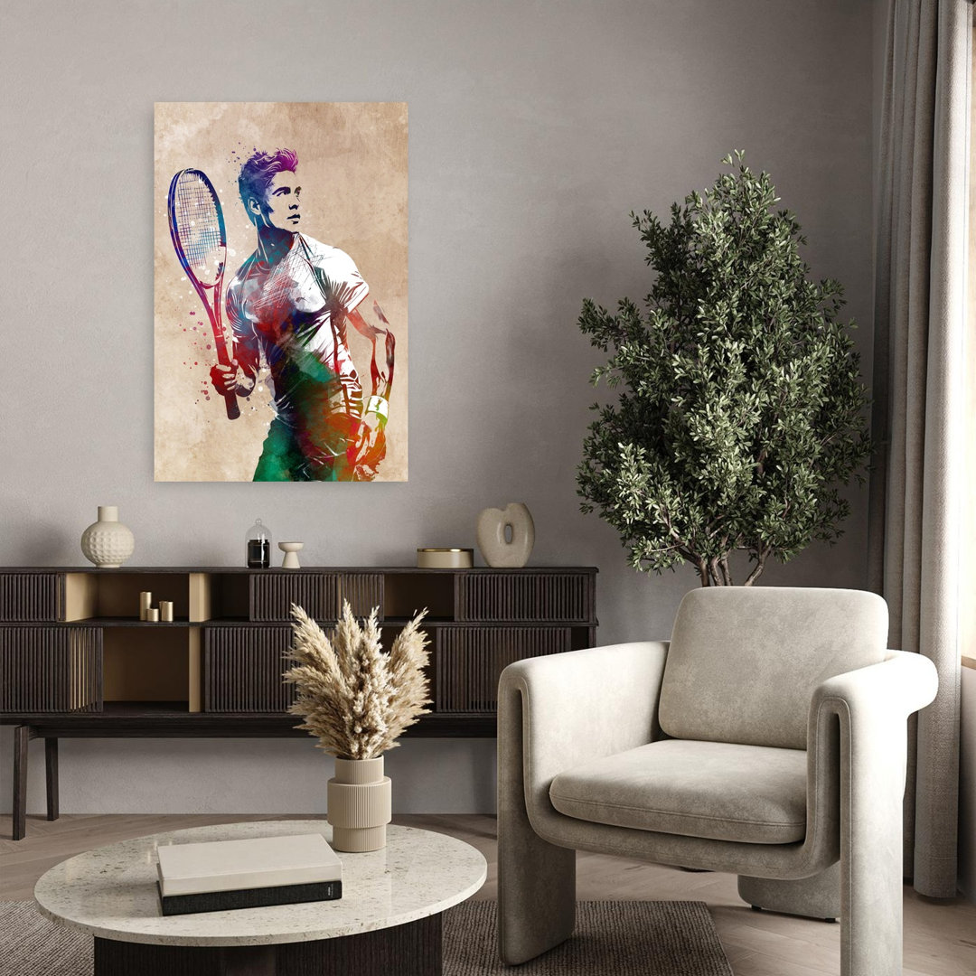 Vibrant Tennis Player Colorful Modern Contemporary Wall Art Print