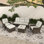 Ensemble de conversation pour patio 5 pièces - 1 canapé à trois places, 2 fauteuils simples, 2 repose-pieds - Structure robuste en fer forgé et fabrication en osier - Idéal pour la cour, le patio ou la piscine