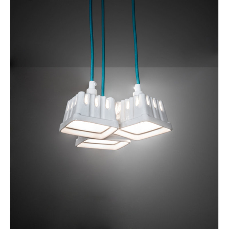 3 - Light Pendant, Turquoise/White