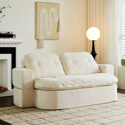 Canapé de style moderne pour l'intérieur, canapé convertible moderne avec deux coussins, canapé-lit en chenille rembourré de mousse, aucun assemblage requis, idéal pour le salon et la salle de jeux