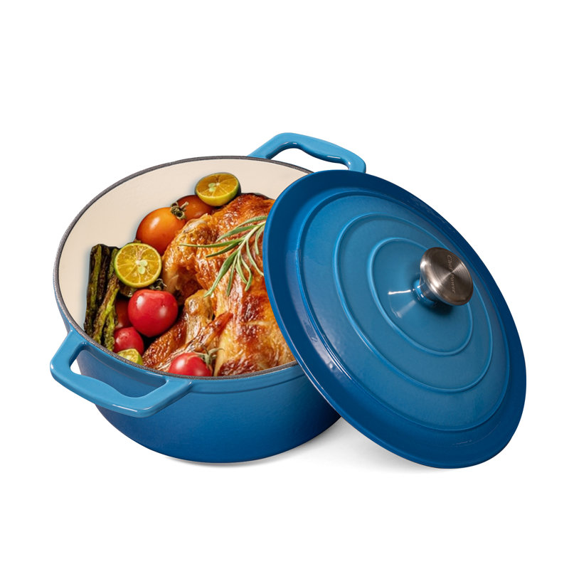 Cocotte ronde en fonte Chef Power 5QT, Bleu