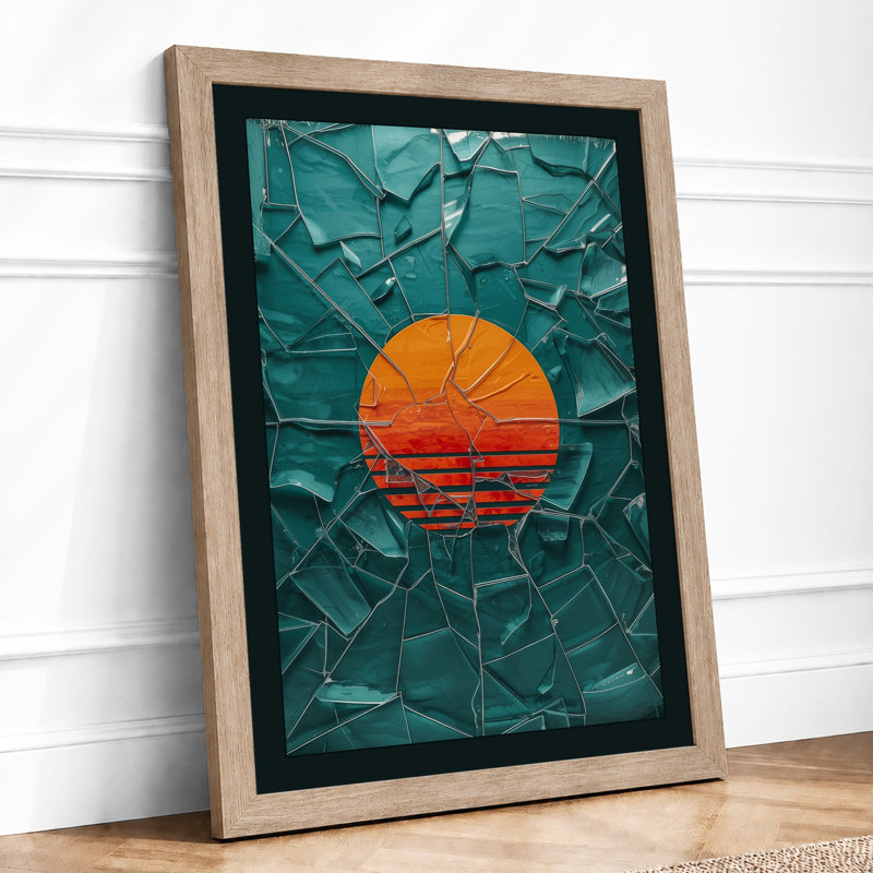 Sun in Fragments Geometric - Framed Print, A1 - 84.1 x 59.4 cm, Oak