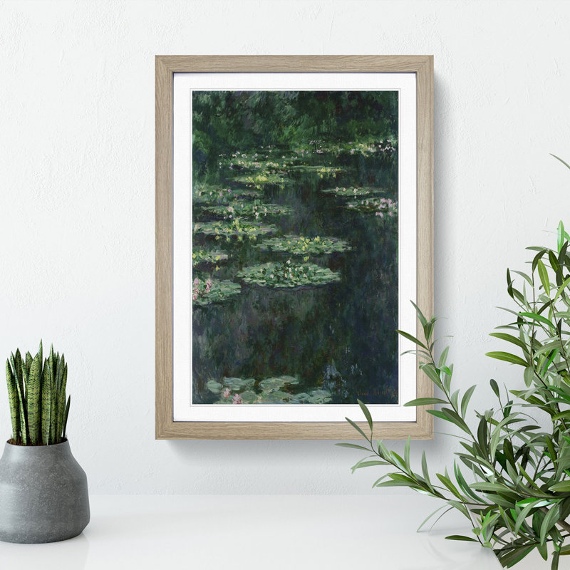 Water Lilies Lily Pond Vol.29 by Claude Monet - Picture Frame Painting, 36cm H x 27cm W x 2cm D, Oak