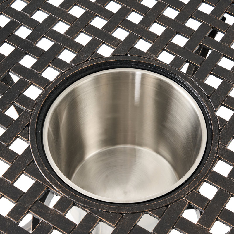 Bistro en cuivre avec seau à glace - Support de terrasse en aluminium coulé pour jardin