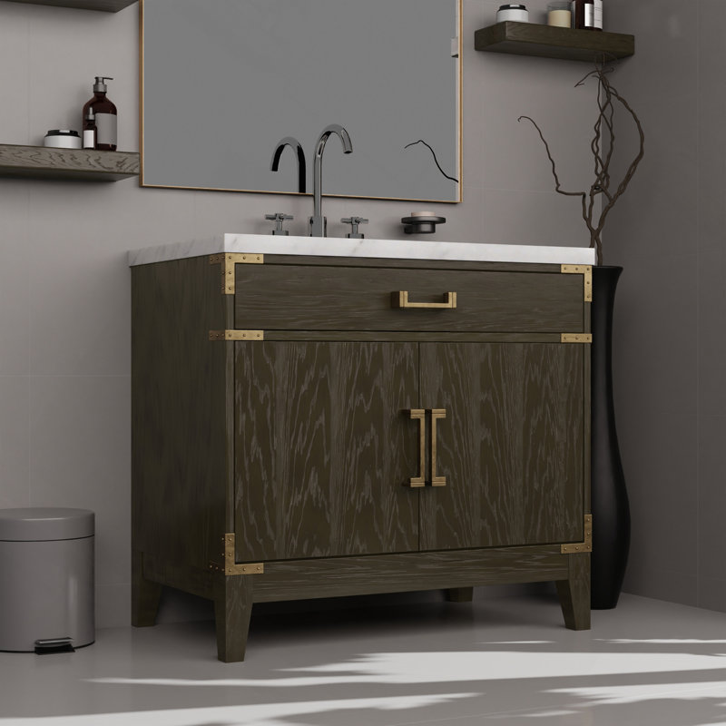 Meuble-lavabo simple en chêne brun 36 po X P 22 po D