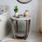  Rustic Farmhouse Wooden End Table with Storage Shelf, Vintage Grey Finish