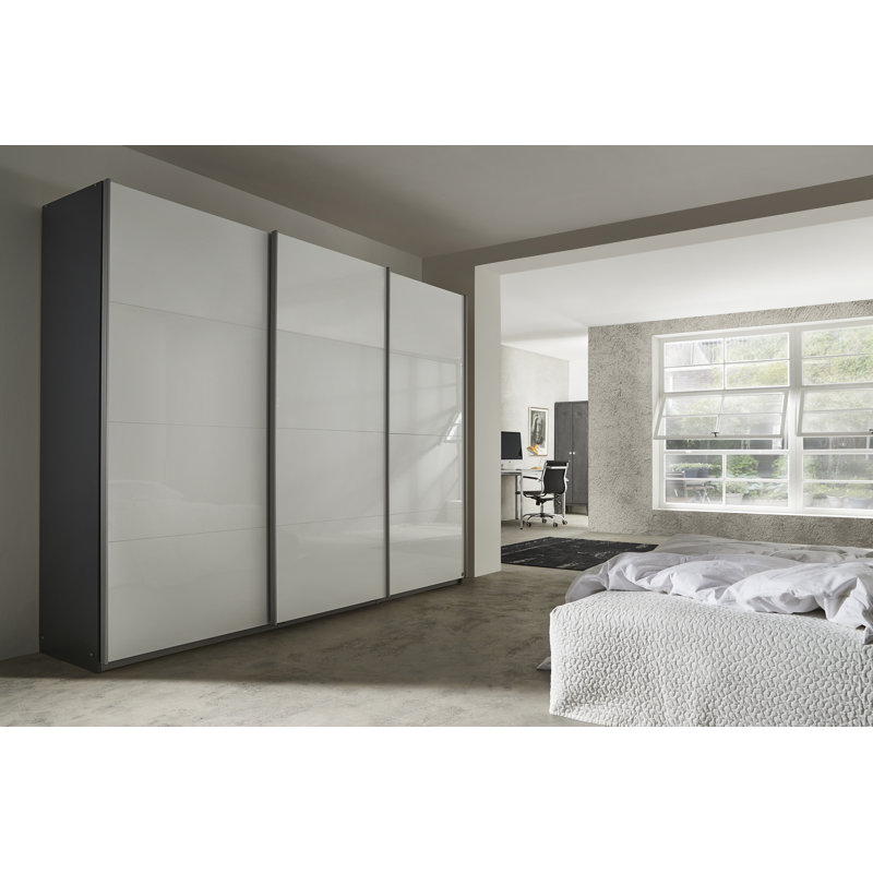 Kulmbach 3 Sliding Door Wardrobe INCL. Delivery and Assembly, 229cm H, Grey Metallic/White High Gloss