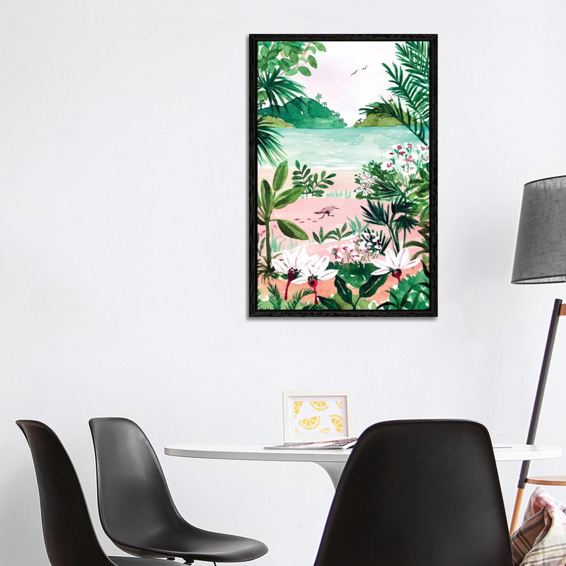 Seaside Meadow by Sabina Fenn - Painting on Canvas, Black Floater Framed, 101.6cm H x 66.04cm W x 3.81cm D