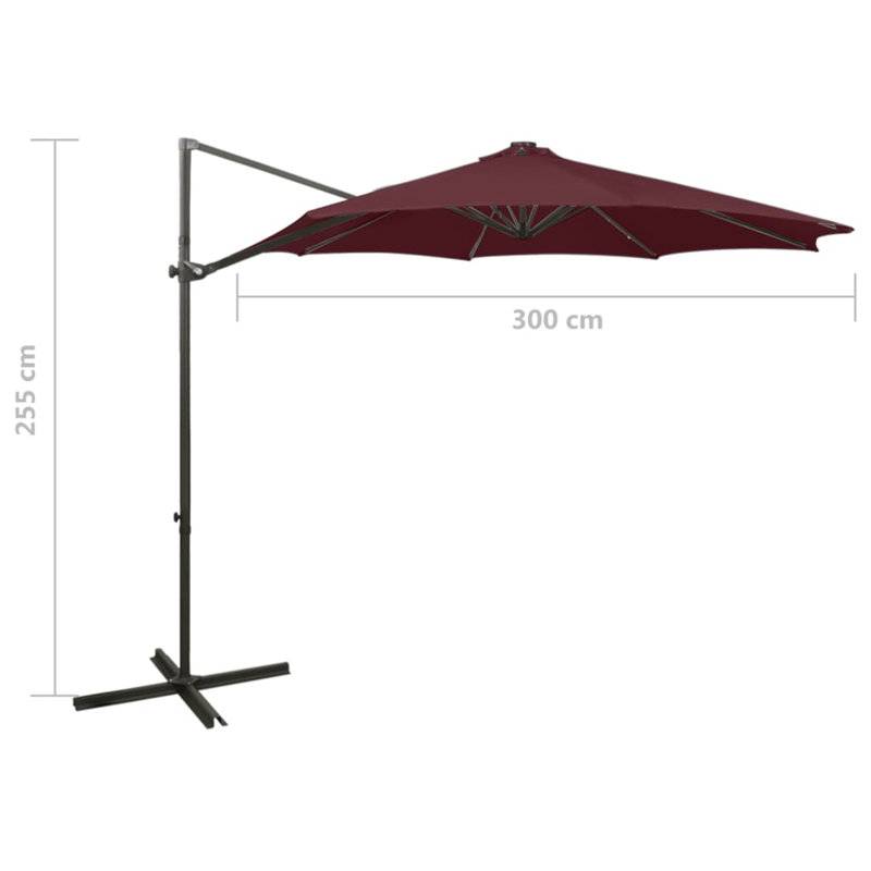 Noriega 300cm Cantilever Parasol, Burgundy
