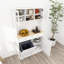 Armoire de cuisine moderne blanche de 67,7 po avec 3 tablettes réglables, 2 tiroirs et un support à poubelle basculant