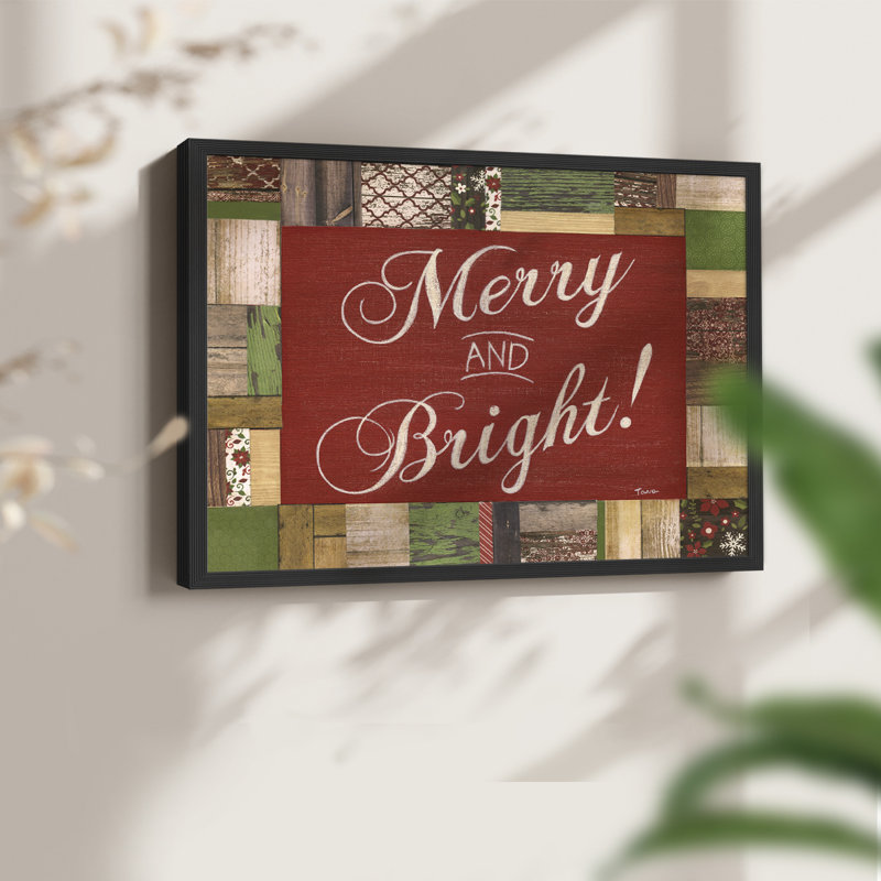 «Merry and Bright», reproduction encadrée, H 8 po x l 10 po, Noir, noir, noir, noir