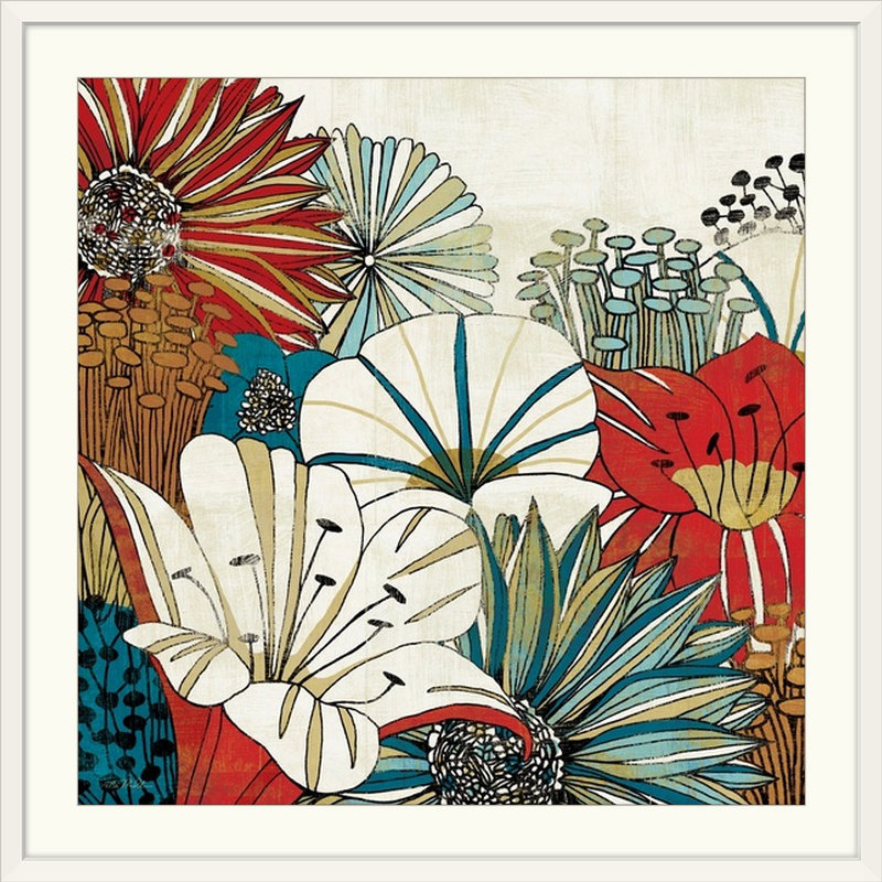 «Contemporary Garden I» par Michael Mullan, reproduction d'art, H 24 po x l 24 po x P 1 po, Cadre blanc
