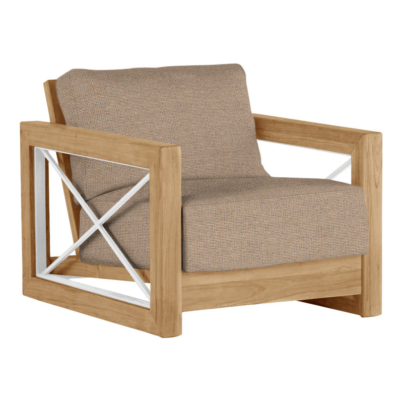 Malta Teak Outdoor Lounge Chair, No welt + Standard fill, Natural Teak, Perigold Play Camel